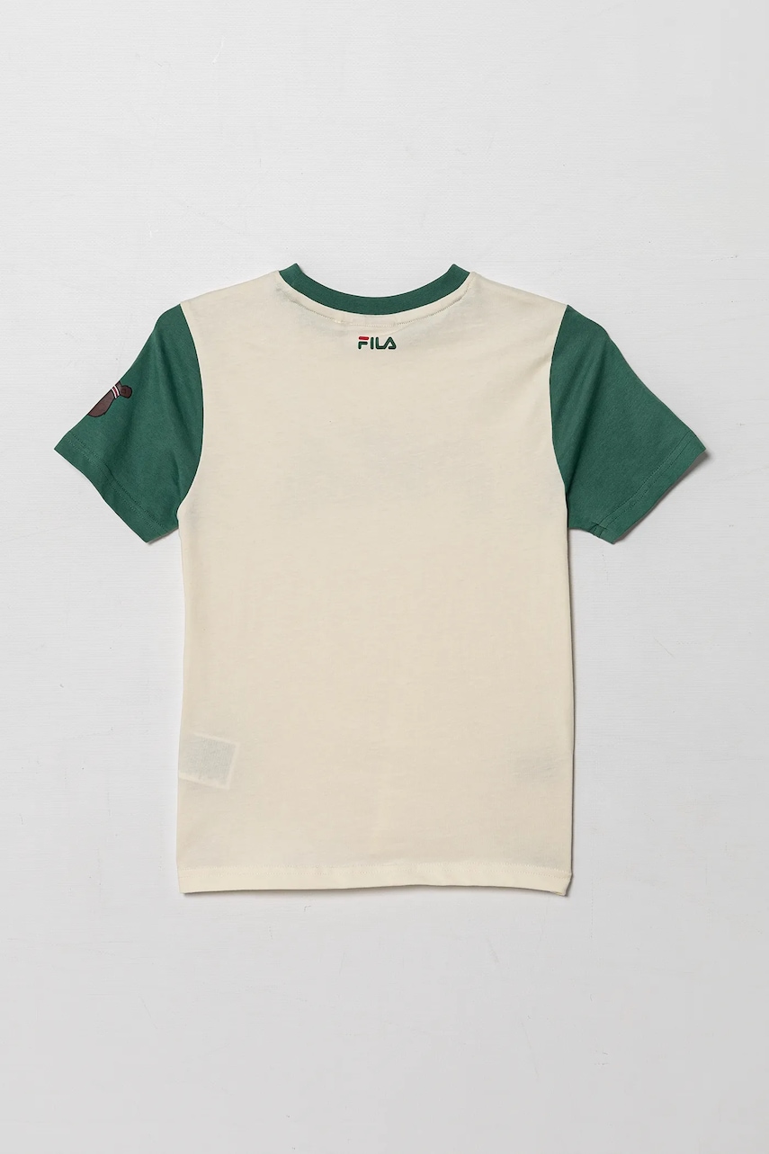 Детская хлопковая футболка Fila LUBAN цвет бежевый с принтом FAK0394 Детская хлопковая футболка Fila LUBAN цвет бежевый с принтом FAK0394
