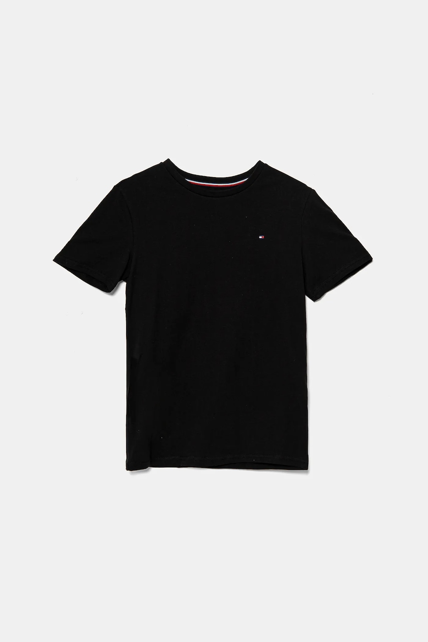 Детская хлопковая футболка Tommy Hilfiger 2 шт цвет чёрный однотонная UK0UK00073 Детская хлопковая футболка Tommy Hilfiger 2 шт цвет чёрный однотонная UK0UK00073