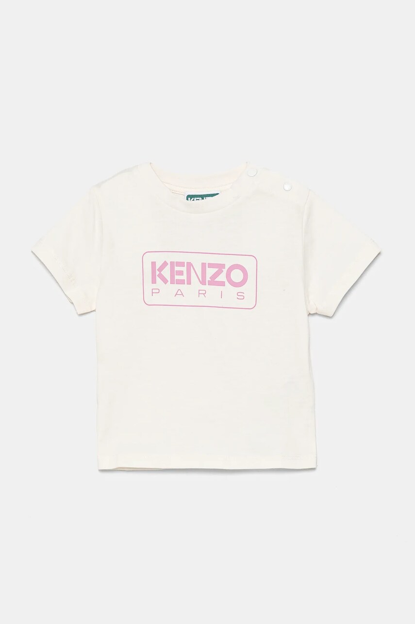 Levně Dětské bavlněné tričko Kenzo Kids béžová barva, s potiskem, K60972