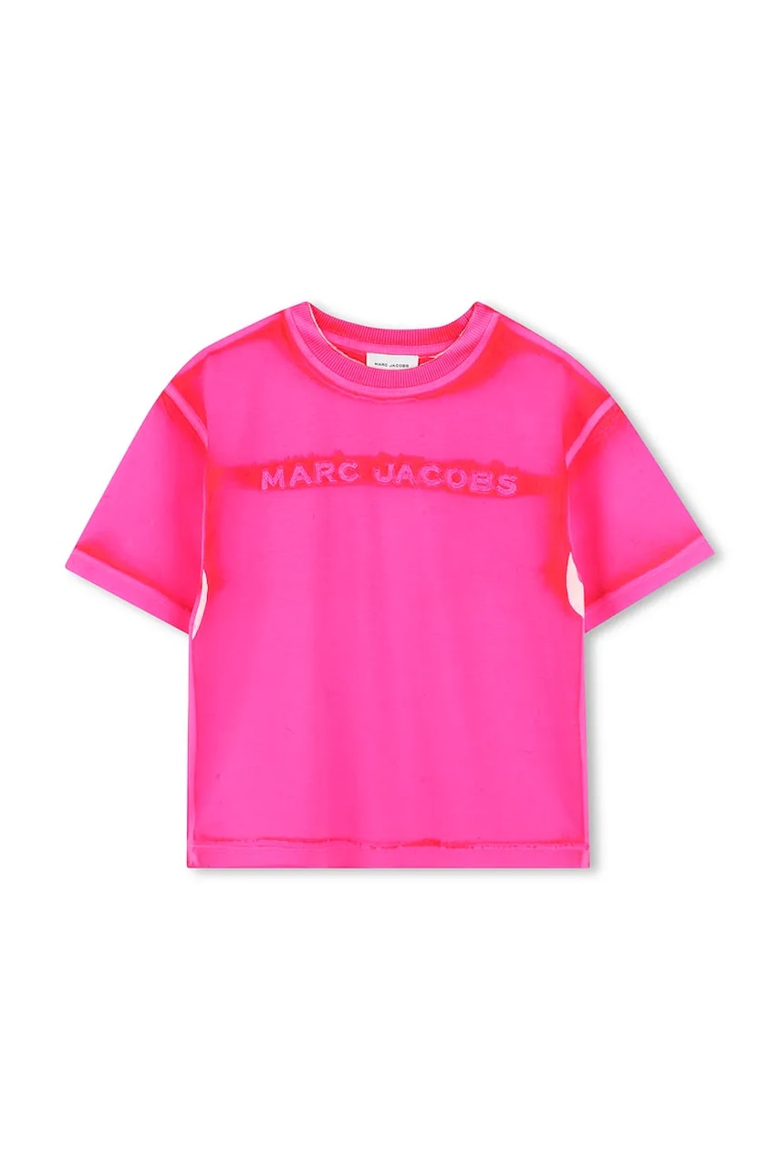 Marc Jacobs tricou de bumbac pentru copii culoarea roz, cu imprimeu, W60446 Marc Jacobs tricou de bumbac pentru copii culoarea roz, cu imprimeu, W60446