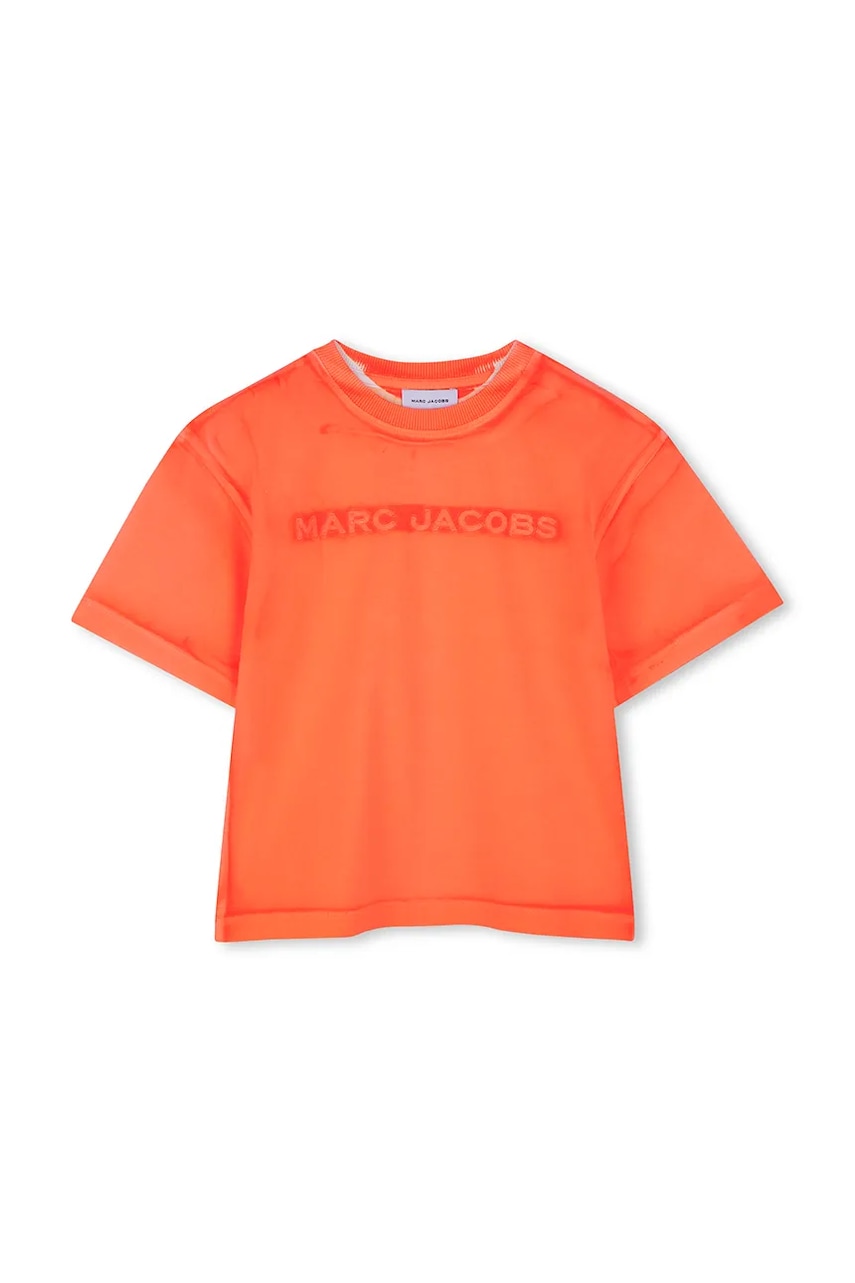 Детская хлопковая футболка Marc Jacobs цвет оранжевый с аппликацией W60446 Детская хлопковая футболка Marc Jacobs цвет оранжевый с аппликацией W60446