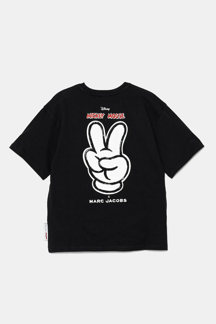 Детская хлопковая футболка Marc Jacobs цвет чёрный с принтом W60447 Детская хлопковая футболка Marc Jacobs цвет чёрный с принтом W60447