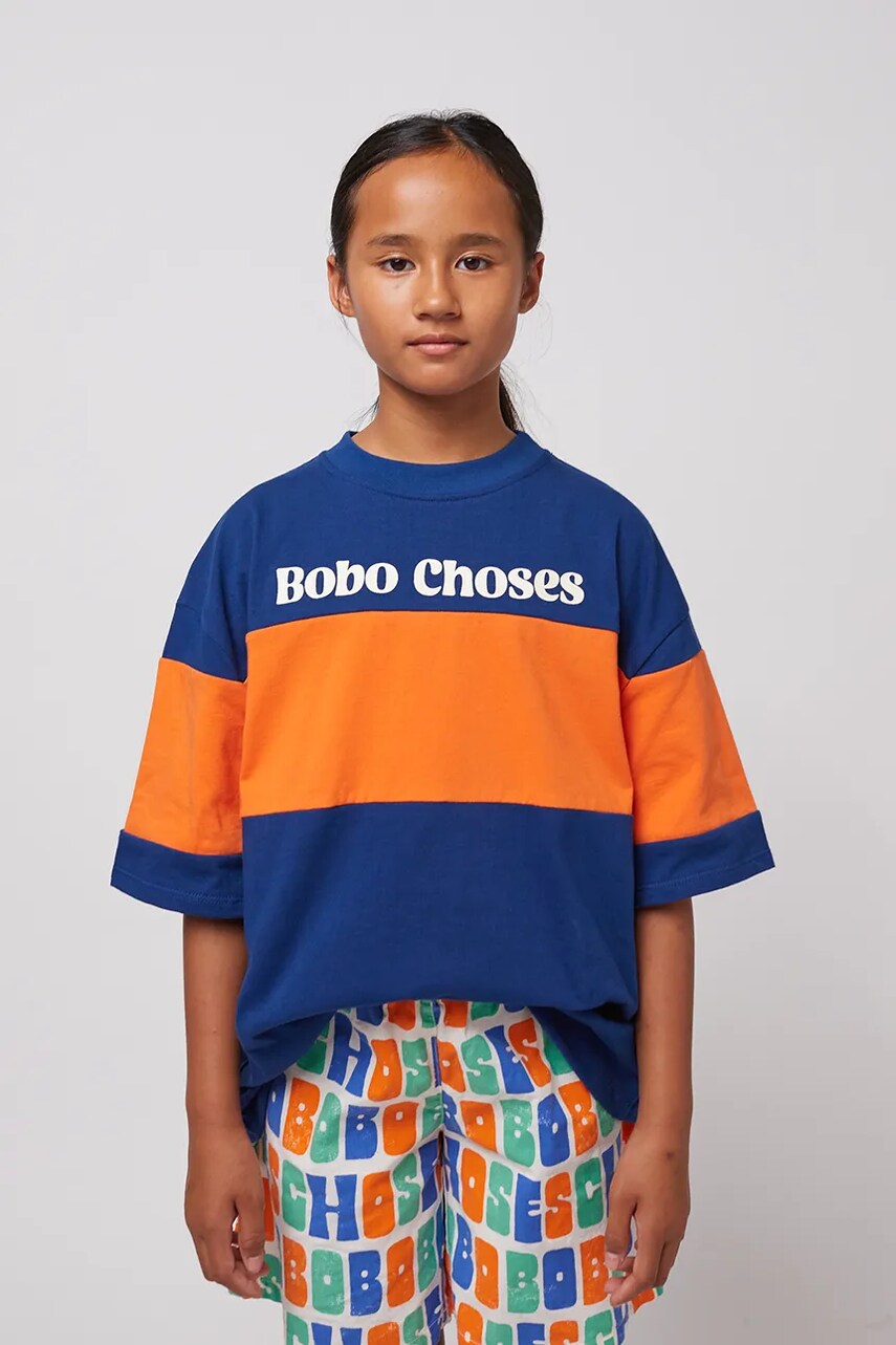 Bobo Choses tricou de bumbac pentru copii culoarea albastru marin, cu imprimeu, 125AC126 Bobo Choses tricou de bumbac pentru copii culoarea albastru marin, cu imprimeu, 125AC126