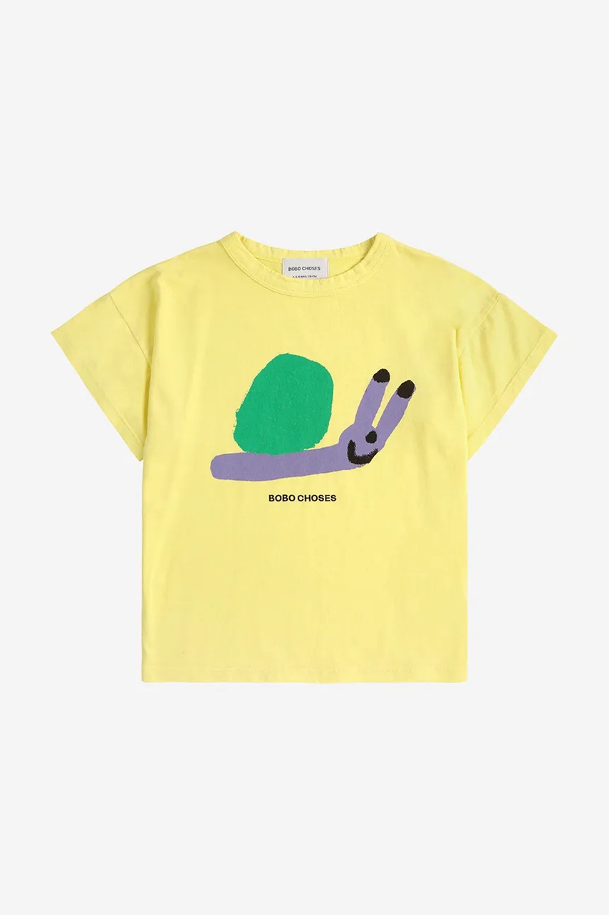 Дитяча футболка Bobo Choses Funny Snail колір жовтий з принтом 125AC004
