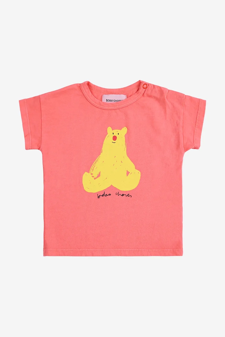 Детская хлопковая футболка Bobo Choses Hug Me Bear цвет оранжевый с принтом 125AB007 Детская хлопковая футболка Bobo Choses Hug Me Bear цвет оранжевый с принтом 125AB007