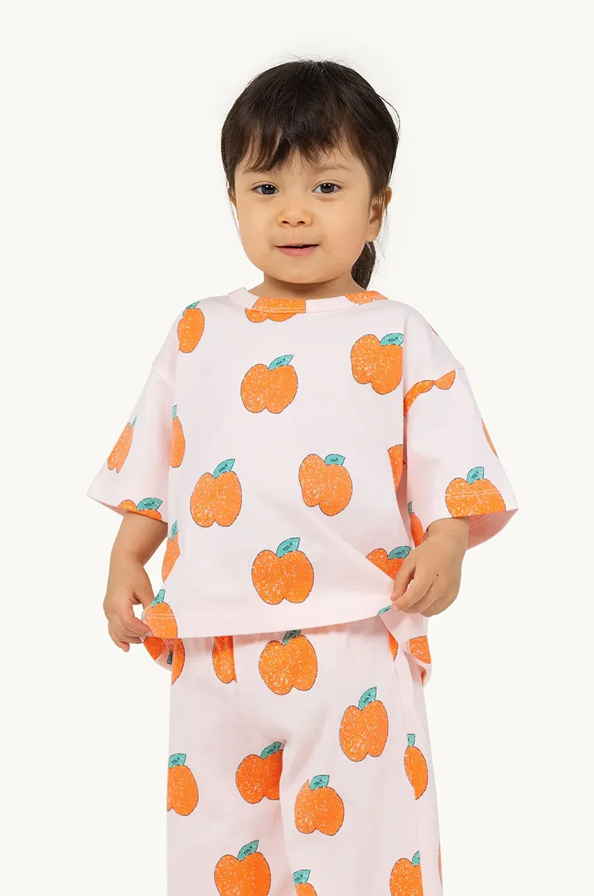 Tinycottons tricou din bumbac pentru bebelusi APPLES BABY TEE culoarea roz, modelator, SS25-038