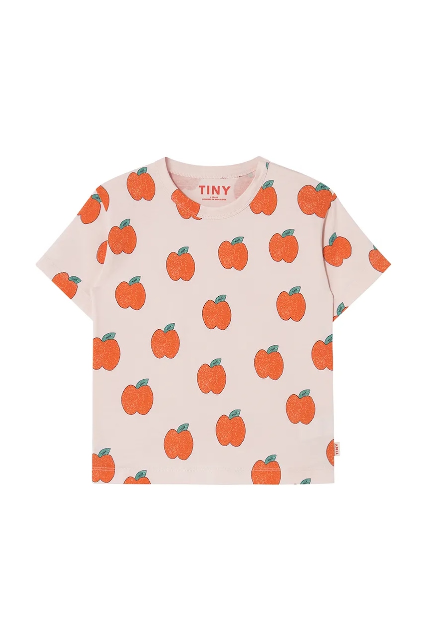 Детская хлопковая футболка Tinycottons APPLES TEE цвет розовый с принтом SS25-034 Детская хлопковая футболка Tinycottons APPLES TEE цвет розовый с принтом SS25-034