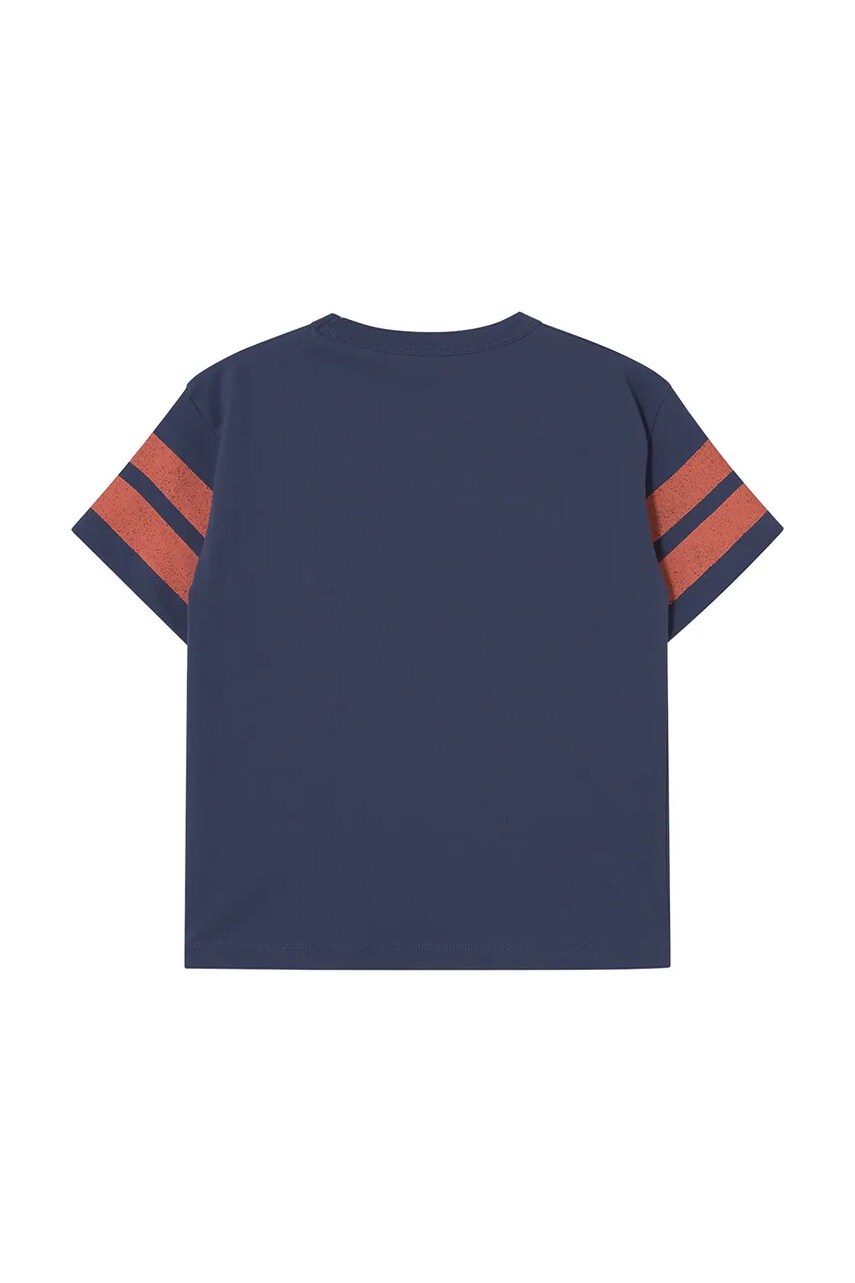 Tinycottons gyerek pamut póló STRIPES LOGO TEE sötétkék, nyomott mintás, SS25-137 termék 2. képe