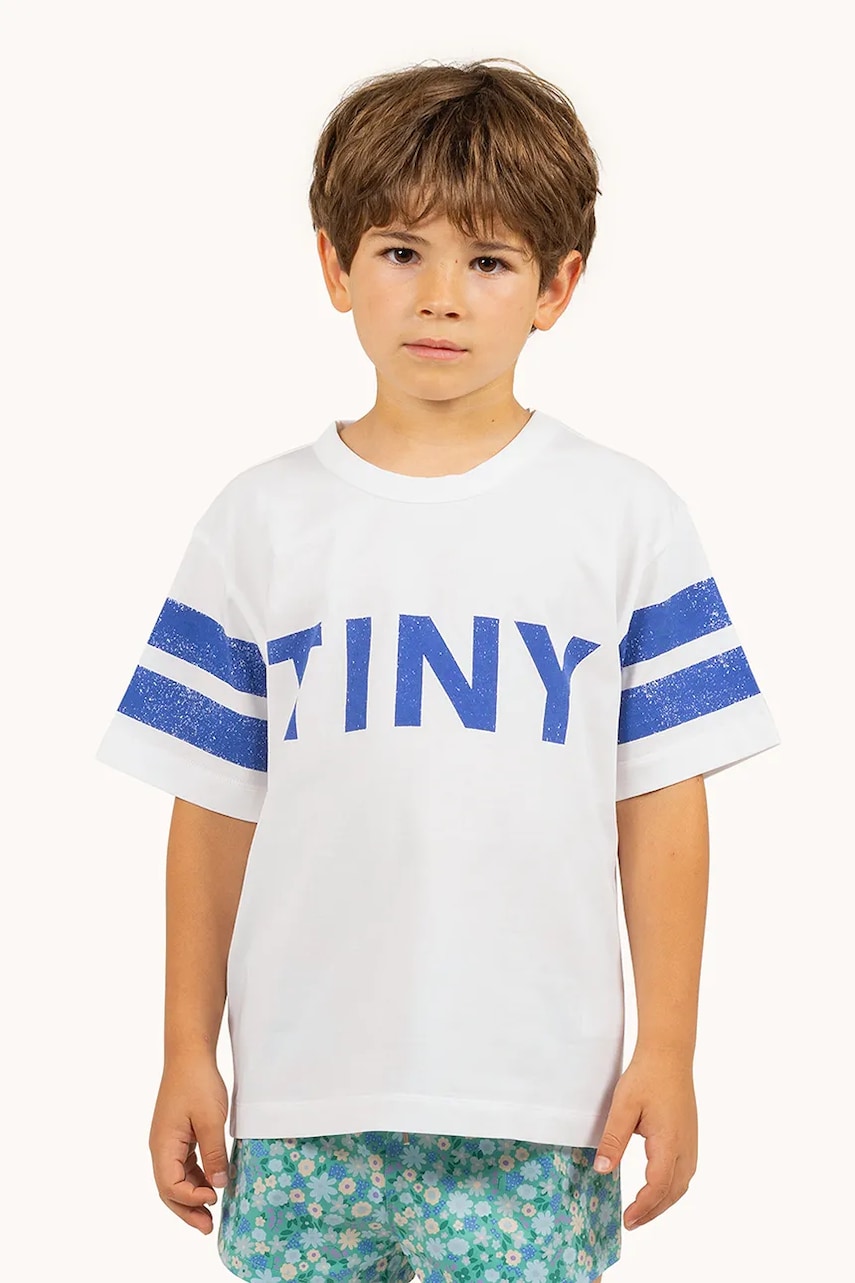 Tinycottons tricou de bumbac pentru copii STRIPES TINY TEE culoarea bej, cu imprimeu, SS25-145 Tinycottons tricou de bumbac pentru copii STRIPES TINY TEE culoarea bej, cu imprimeu, SS25-145