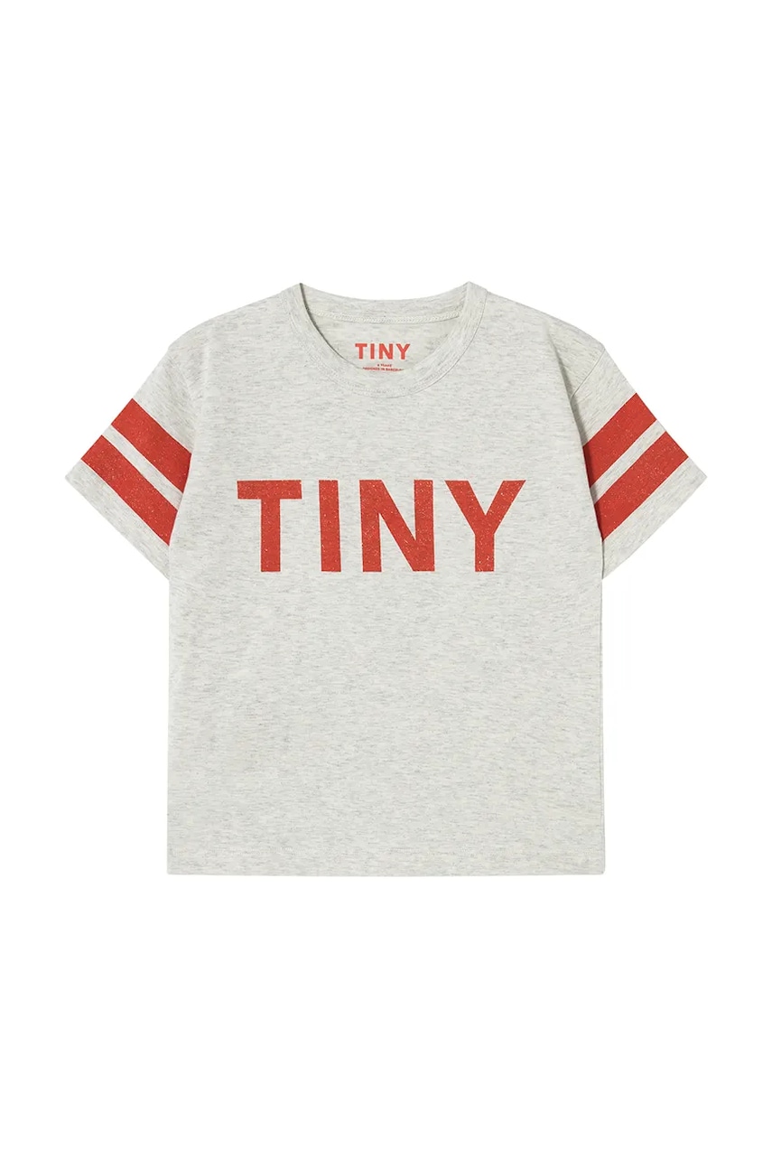 Tinycottons tricou de bumbac pentru copii STRIPES TINY TEE culoarea gri, cu imprimeu, SS25-145 Tinycottons tricou de bumbac pentru copii STRIPES TINY TEE culoarea gri, cu imprimeu, SS25-145