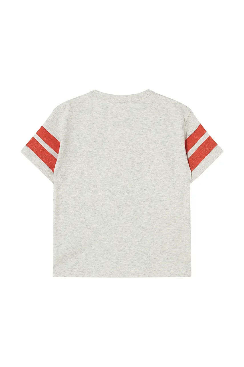 Детская хлопковая футболка Tinycottons STRIPES TINY TEE цвет серый с принтом SS25-145 Детская хлопковая футболка Tinycottons STRIPES TINY TEE цвет серый с принтом SS25-145