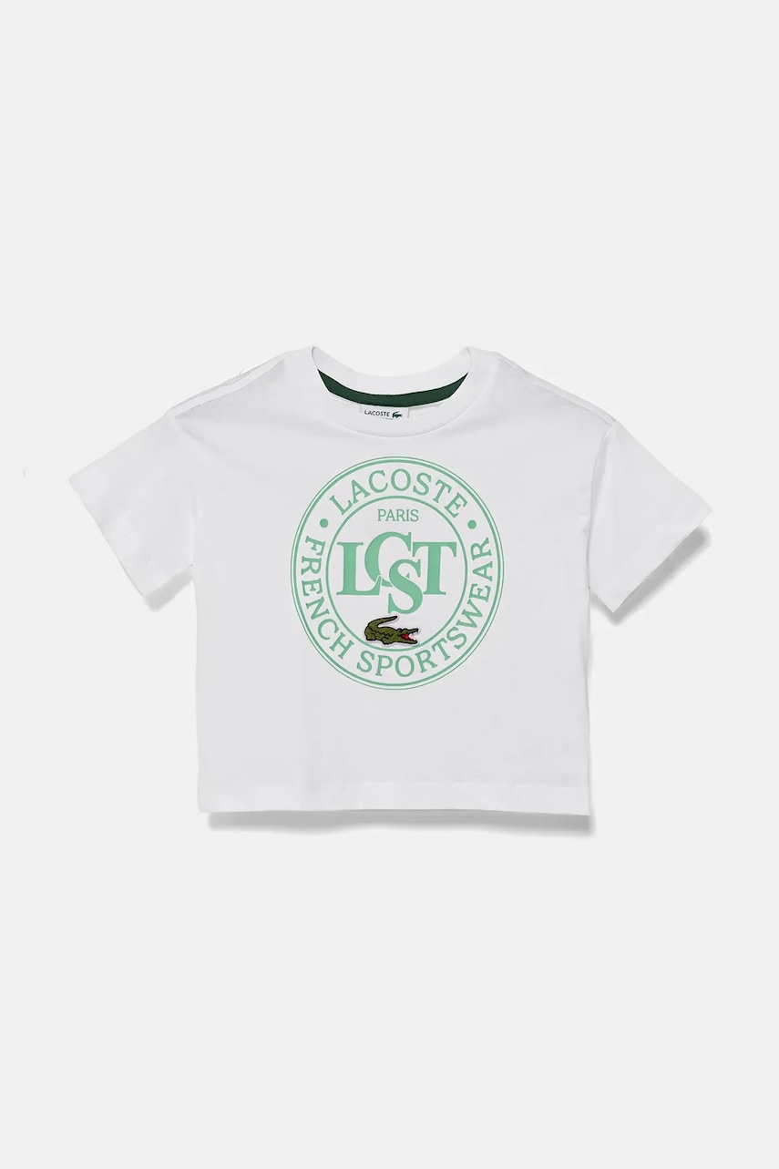Lacoste tricou de bumbac pentru copii culoarea galben, cu imprimeu, TJ2463