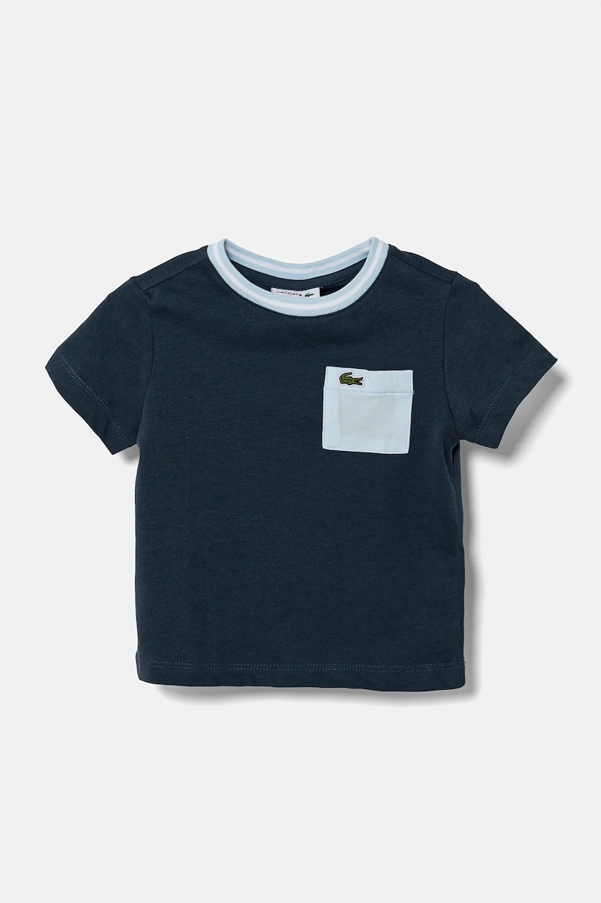 Lacoste tricou de bumbac pentru copii culoarea albastru marin, modelator, TJ7295 Lacoste tricou de bumbac pentru copii culoarea albastru marin, modelator, TJ7295