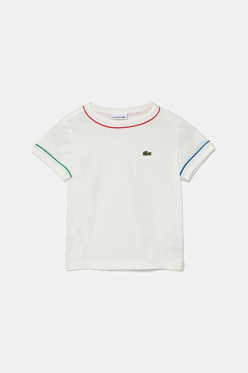 Levně Dětské bavlněné tričko Lacoste bílá barva, TJ8431