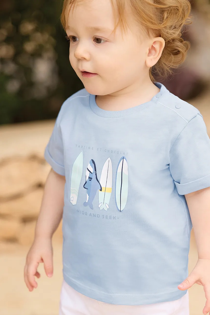 Tartine et Chocolat tricou din bumbac pentru bebelusi cu imprimeu, CA10041