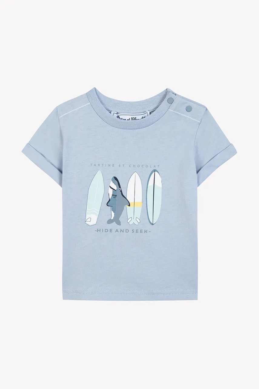 Tartine et Chocolat tricou din bumbac pentru bebelusi cu imprimeu, CA10041