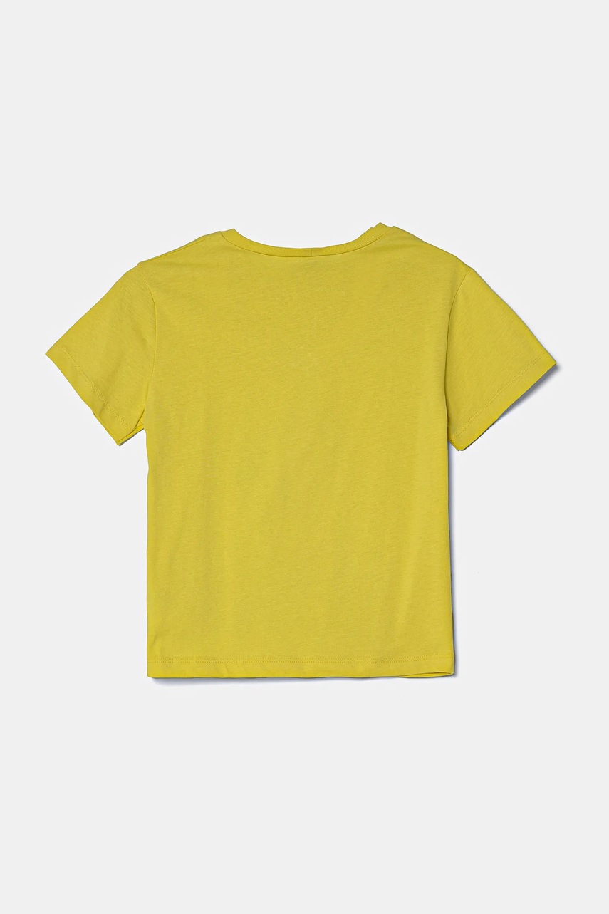 Детская хлопковая футболка United Colors of Benetton цвет зелёный с принтом 3X1SG10IB Детская хлопковая футболка United Colors of Benetton цвет зелёный с принтом 3X1SG10IB