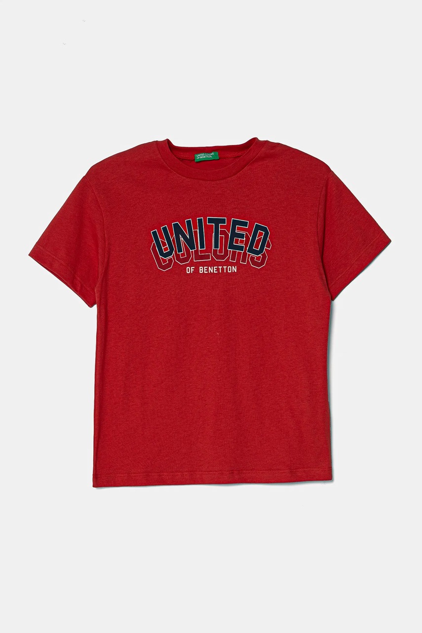 United Colors of Benetton tricou de bumbac pentru copii culoarea rosu, cu imprimeu, 3I1XC10N3