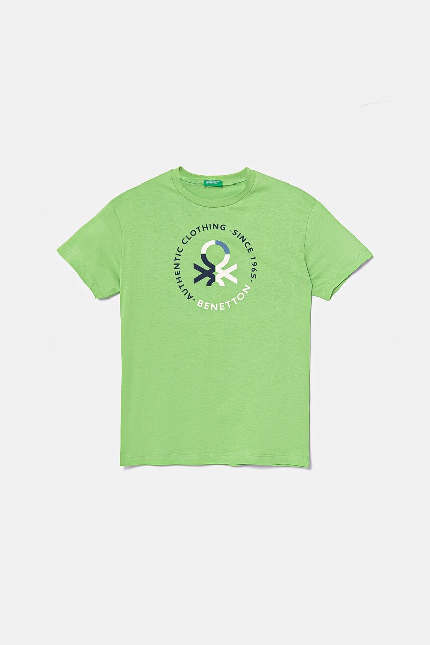 United Colors of Benetton tricou de bumbac pentru copii culoarea verde, cu imprimeu, 3I1XC10N3