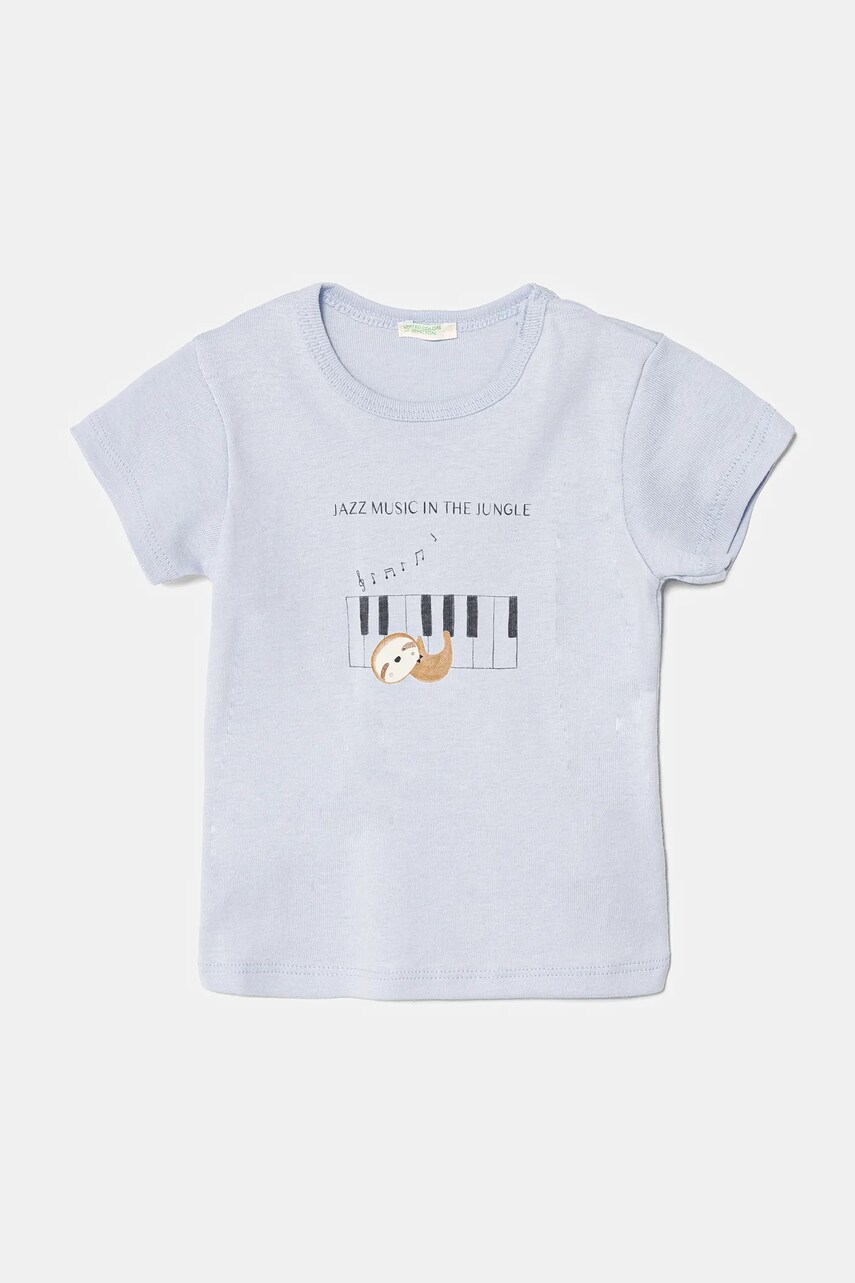 United Colors of Benetton tricou din bumbac pentru bebelusi cu imprimeu, 3I9WA1065