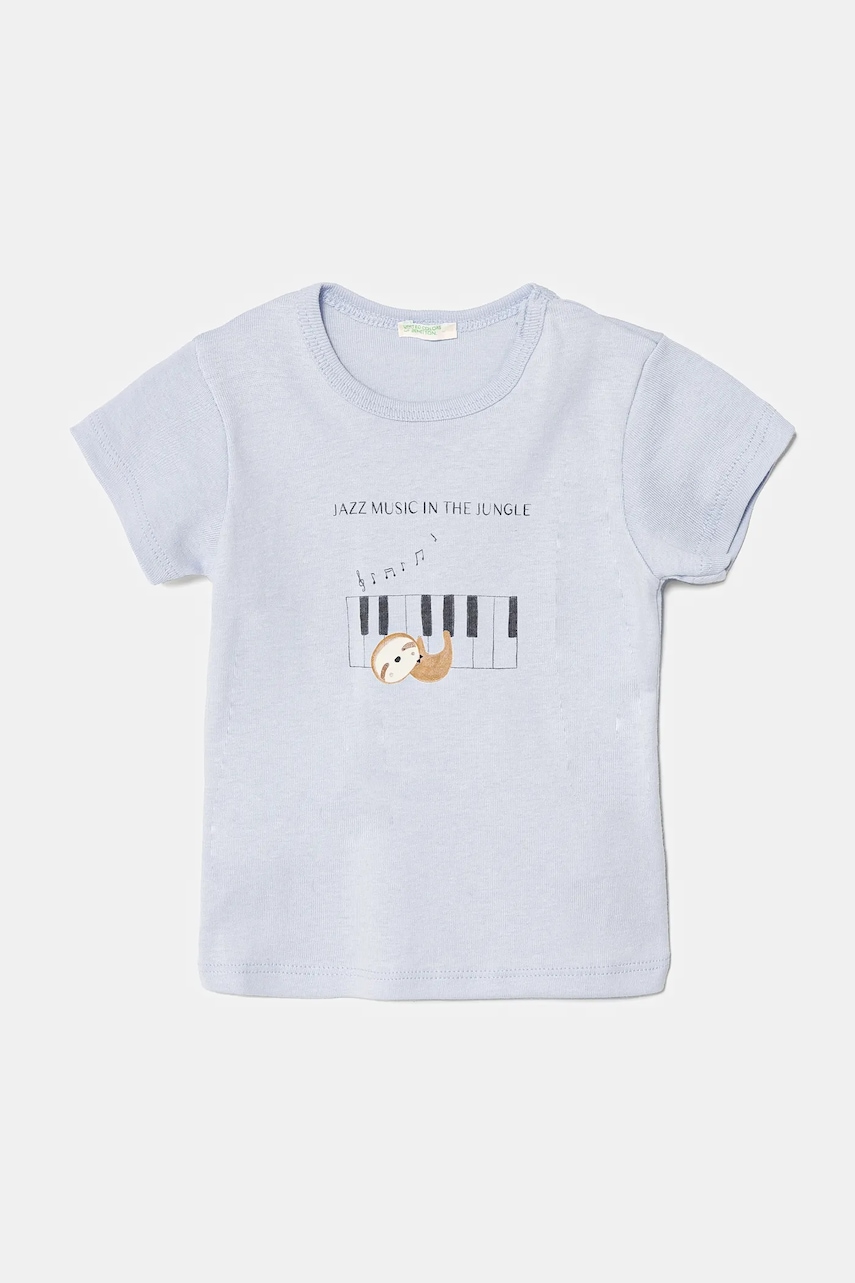 United Colors of Benetton tricou din bumbac pentru bebelusi cu imprimeu, 3I9WA1065