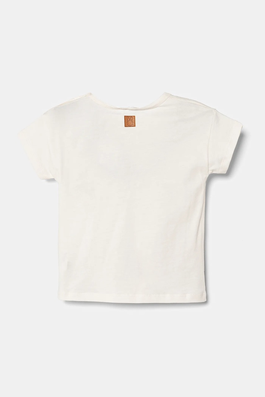 Детская хлопковая футболка United Colors of Benetton цвет бежевый с принтом 3I1XA105R Детская хлопковая футболка United Colors of Benetton цвет бежевый с принтом 3I1XA105R