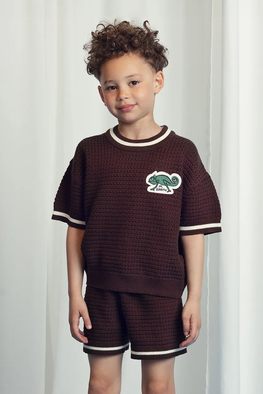 Mini Rodini tricou de bumbac pentru copii Lizard culoarea maro, cu imprimeu, 2521014616 Mini Rodini tricou de bumbac pentru copii Lizard culoarea maro, cu imprimeu, 2521014616
