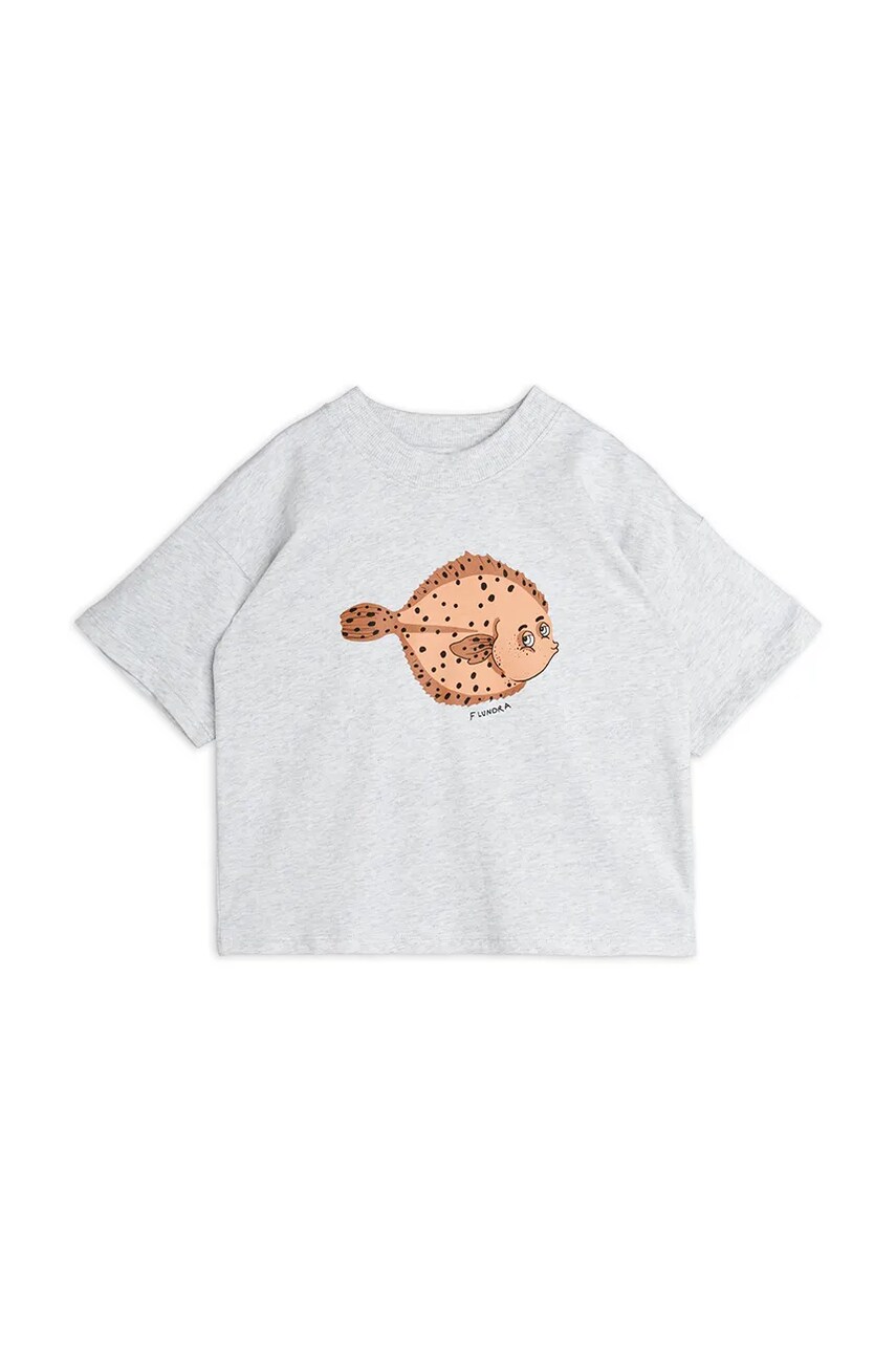 Mini Rodini tricou Flundra culoarea gri, cu imprimeu, 2522012994