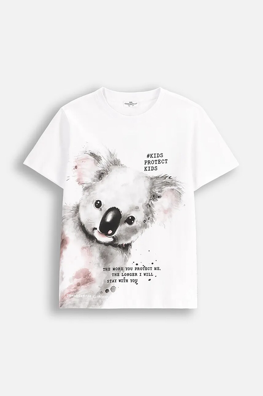 Coccodrillo tricou copii culoarea alb, cu imprimeu, EVERYDAY UNISEX