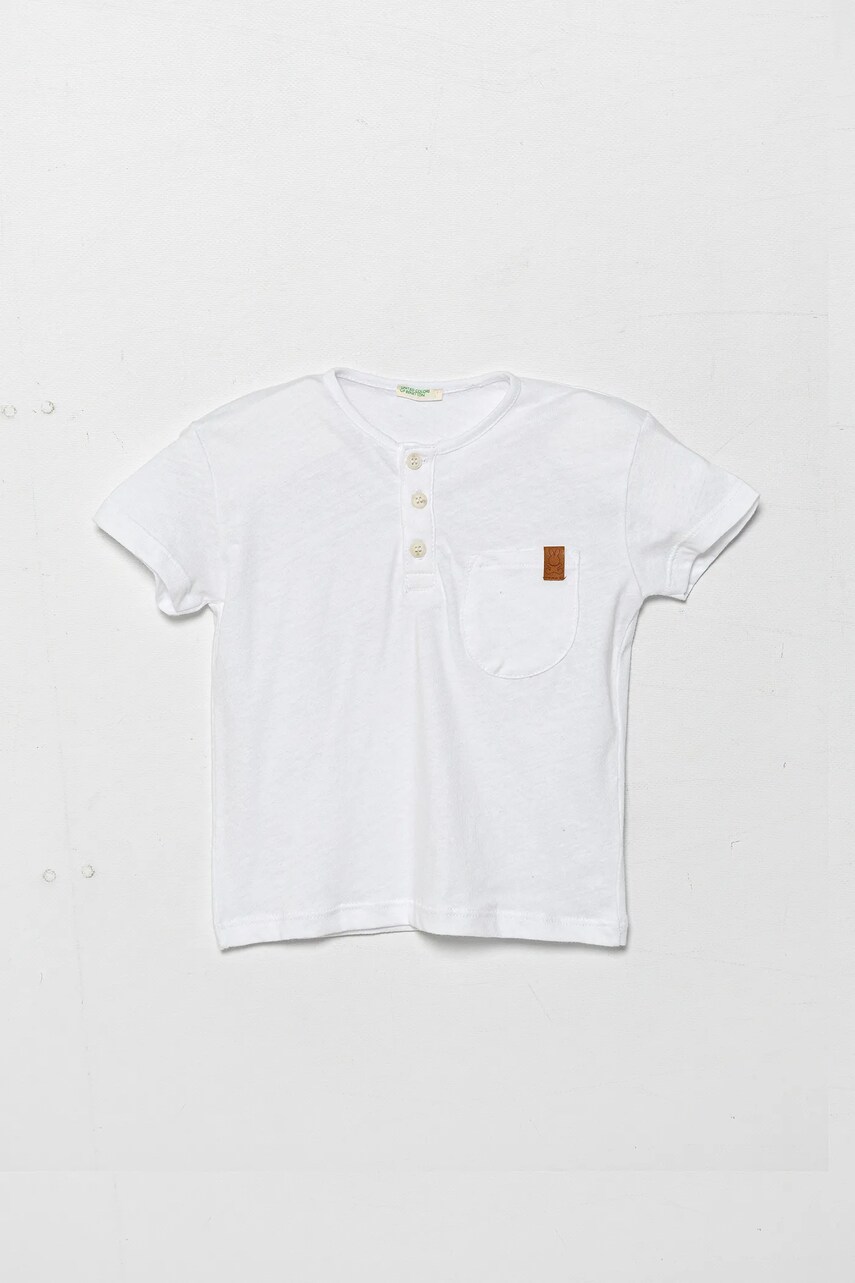 United Colors of Benetton tricou bebe culoarea alb, neted, 3F4JA105S