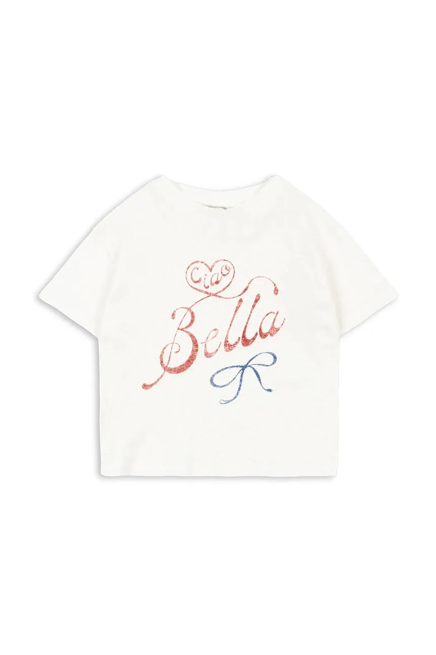 Детская футболка с добавлением льна Konges Sløjd RHW X KS BELLA TEE OCS цвет белый с принтом Rosie Huntington Whiteley KS103594 Детская футболка с добавлением льна Konges Sløjd RHW X KS BELLA TEE OCS цвет белый с принтом Rosie Huntington Whiteley KS103594