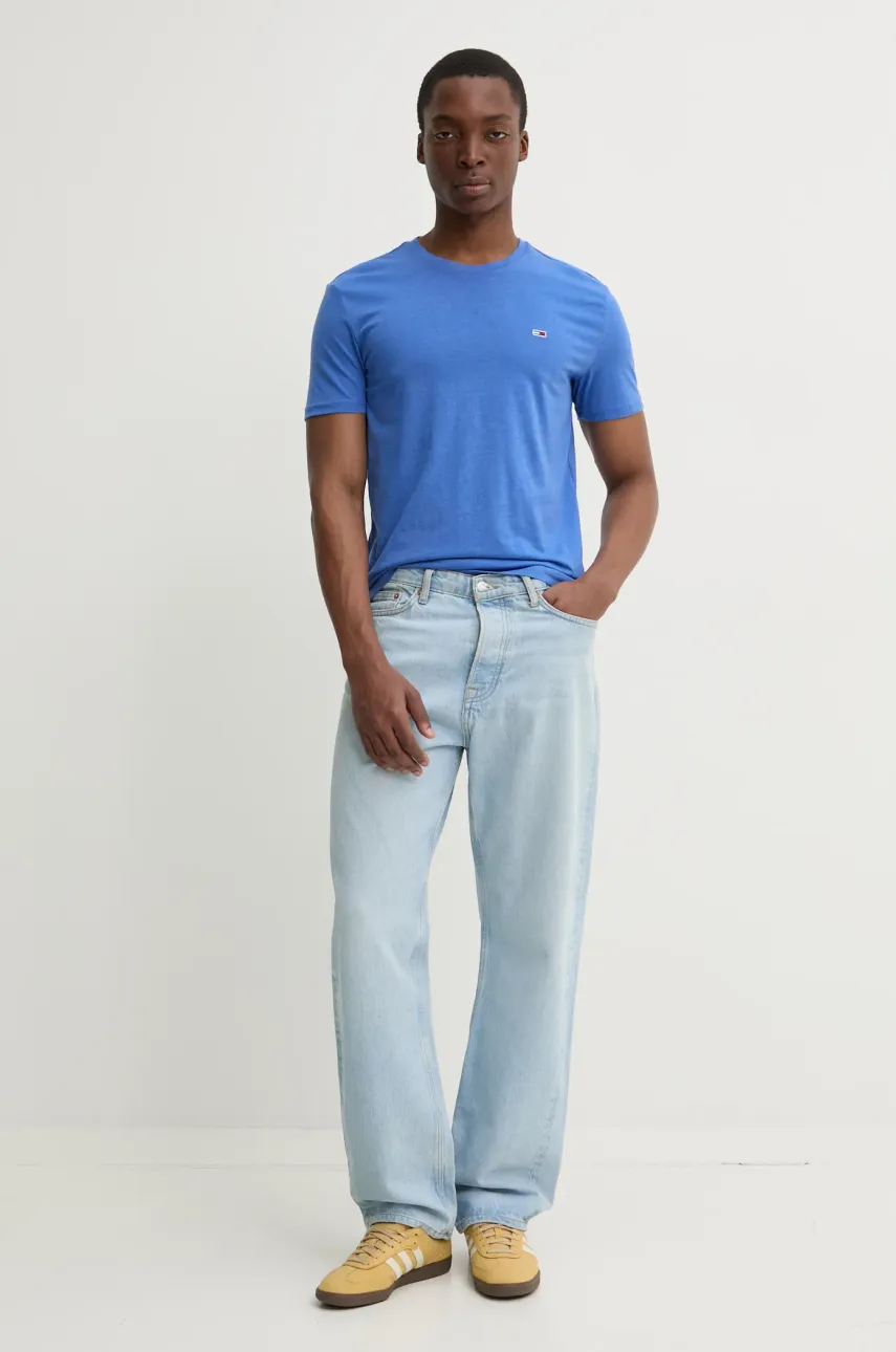 Футболка Tommy Jeans мужская цвет фиолетовый однотонная DM0DM20363 Футболка Tommy Jeans мужская цвет фиолетовый однотонная DM0DM20363