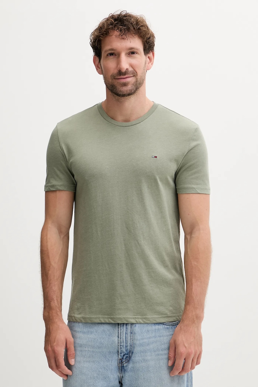 Tommy Jeans tricou culoarea bej, uni, DM0DM20363