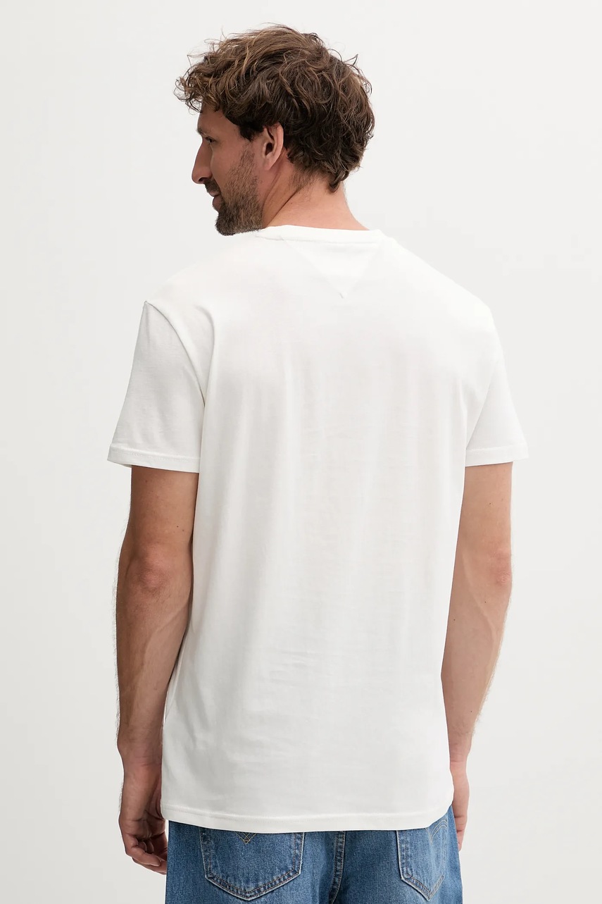 Хлопковая футболка Tommy Jeans цвет бежевый с аппликацией DM0DM20744