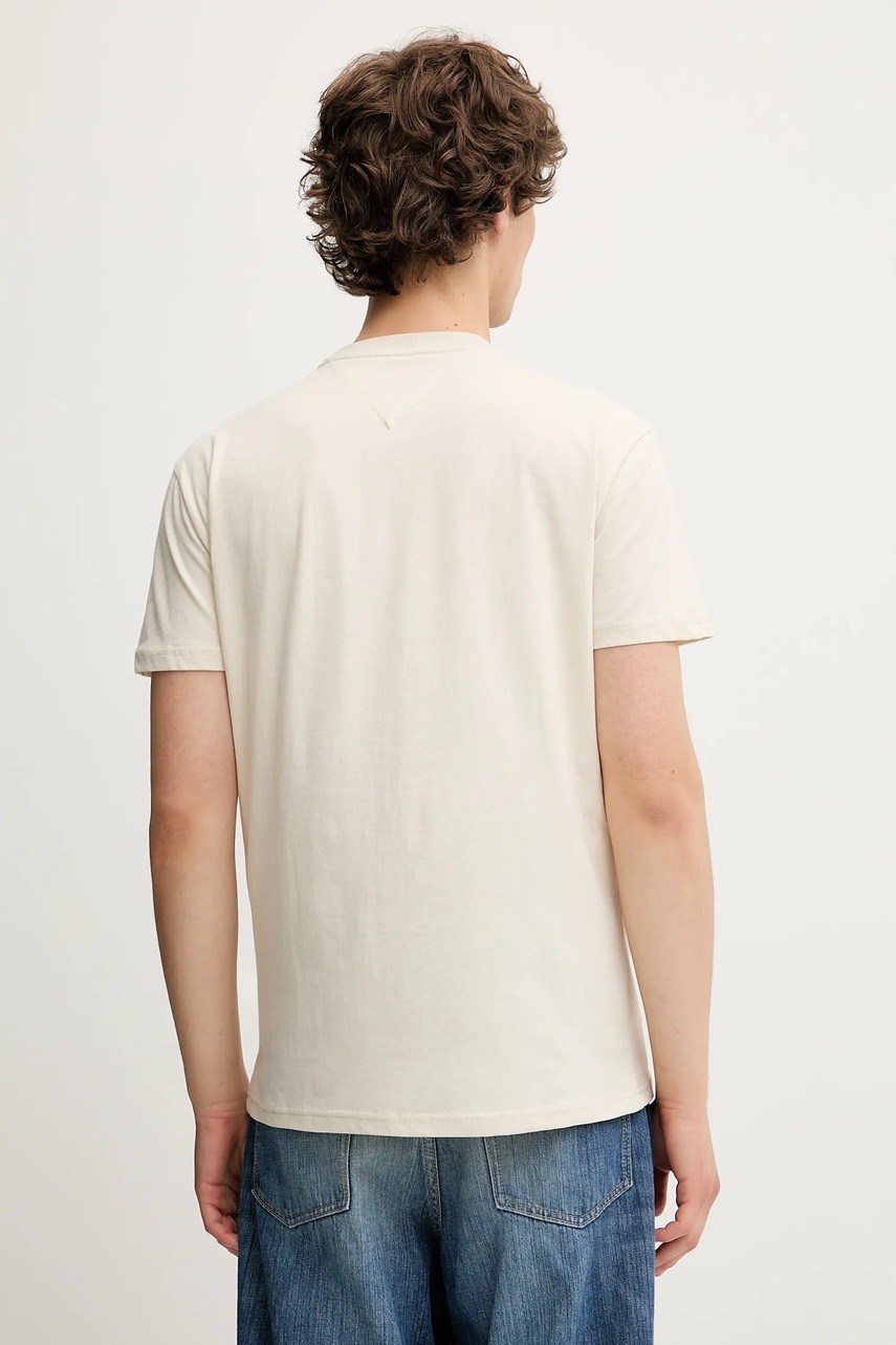 Хлопковая футболка Tommy Jeans цвет бежевый с аппликацией DM0DM20744