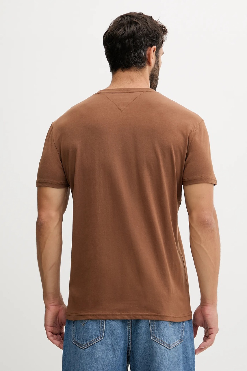 Хлопковая футболка Tommy Jeans цвет бежевый с аппликацией DM0DM20744