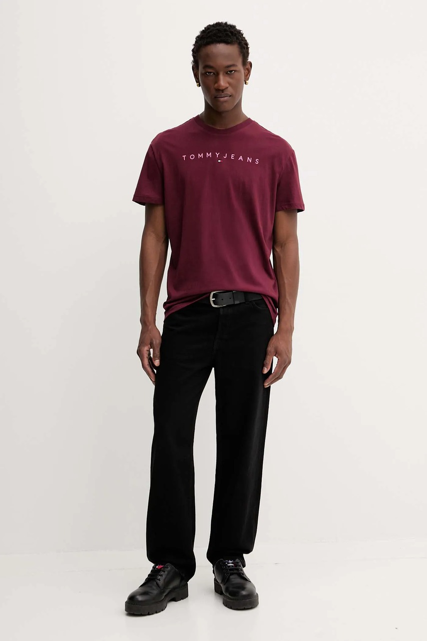 Хлопковая футболка Tommy Jeans цвет бежевый с аппликацией DM0DM20744