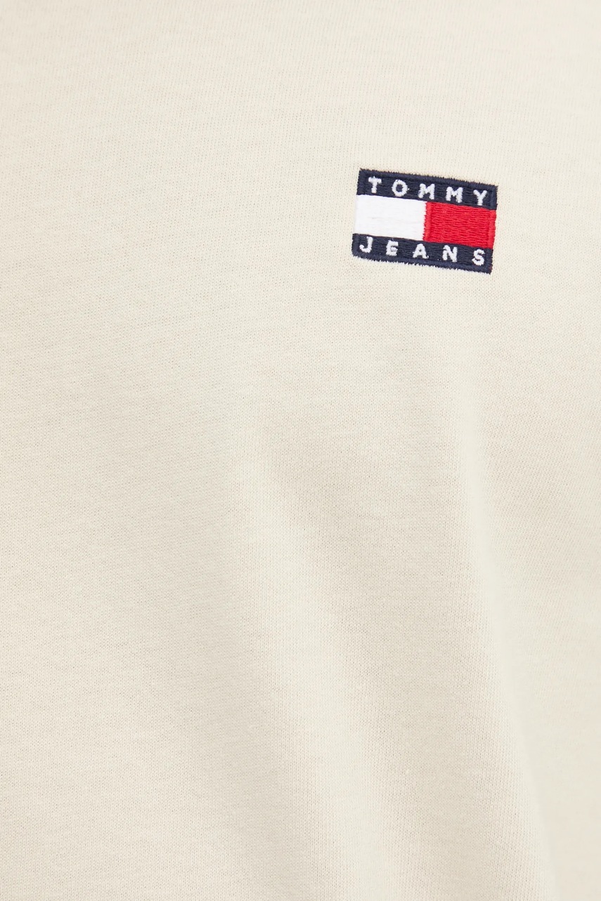 Бавовняна футболка Tommy Jeans чоловіча колір бежевий однотонна DM0DM20322 