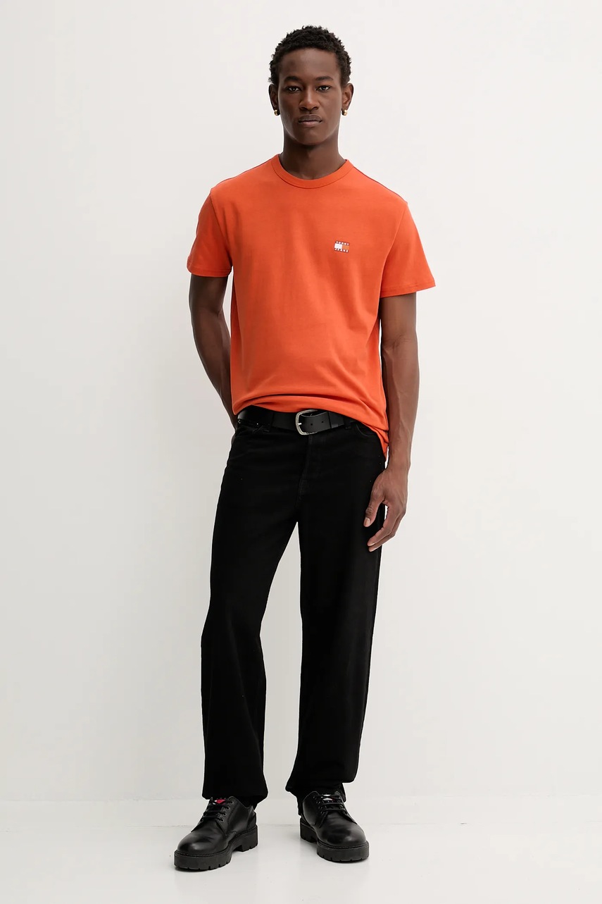 Хлопковая футболка Tommy Jeans цвет жёлтый однотонная DM0DM20322