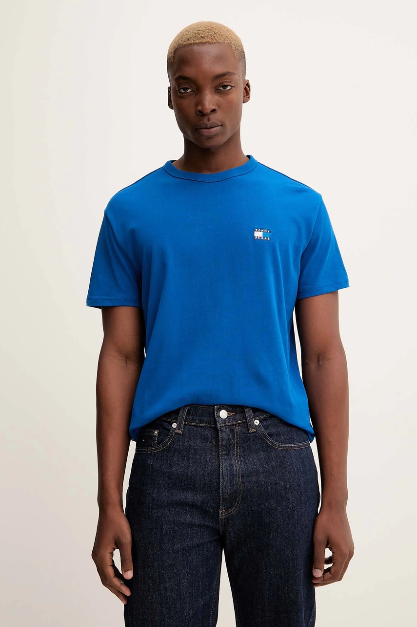 Tommy Jeans tricou din bumbac culoarea galben, uni, DM0DM20322