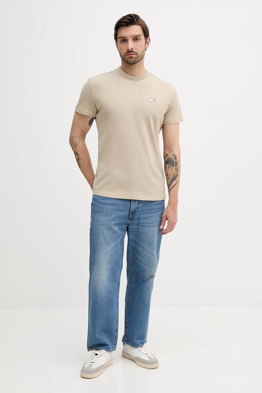 Хлопковая футболка Tommy Jeans цвет жёлтый однотонная DM0DM20322
