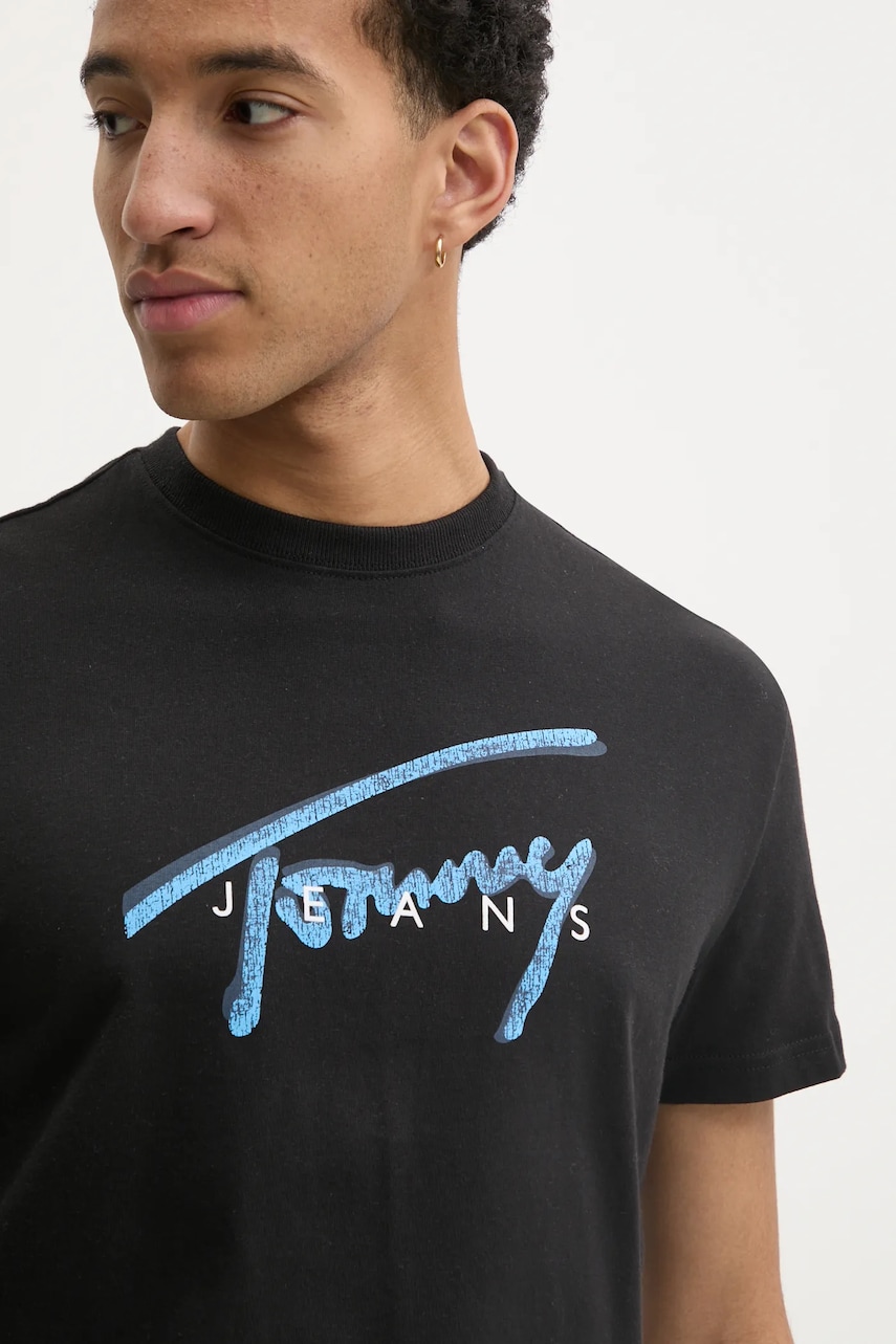 Tommy Jeans tricou barbati, culoarea negru, cu imprimeu, DM0DM21109 Tommy Jeans tricou barbati, culoarea negru, cu imprimeu, DM0DM21109