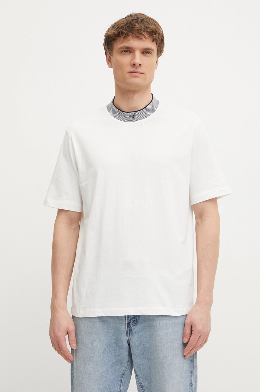 Armani Exchange tricou din bumbac barbati, culoarea alb, neted, XM000280 AF10361