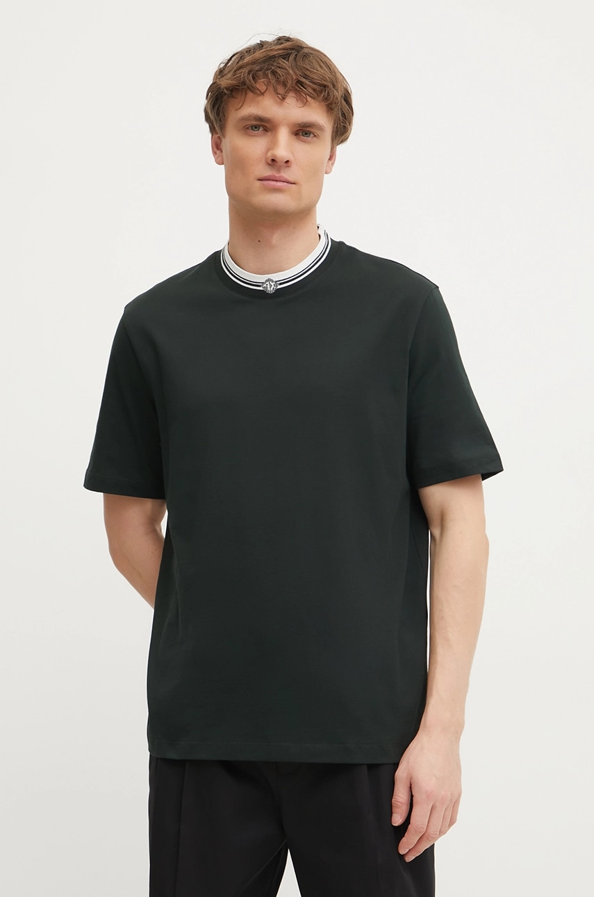 Armani Exchange tricou din bumbac barbati, culoarea verde, neted, XM000280 AF10361