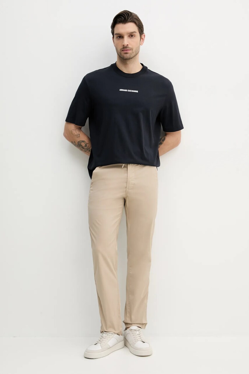 Хлопковая футболка Armani Exchange мужская цвет синий с принтом XM000588 AF12308 Хлопковая футболка Armani Exchange мужская цвет синий с принтом XM000588 AF12308