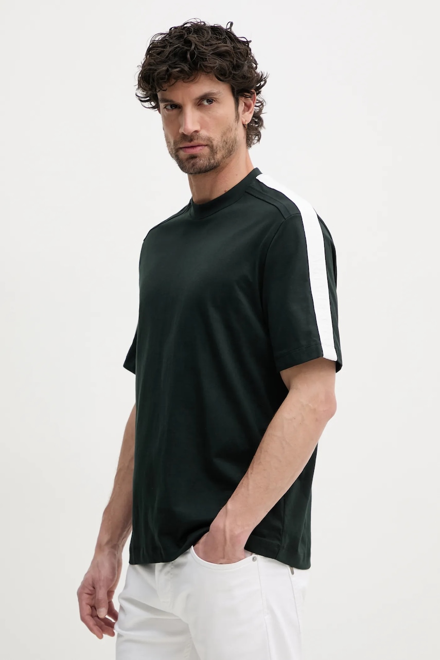 Armani Exchange tricou din bumbac barbati, culoarea verde, cu imprimeu, XM000322 AF10361