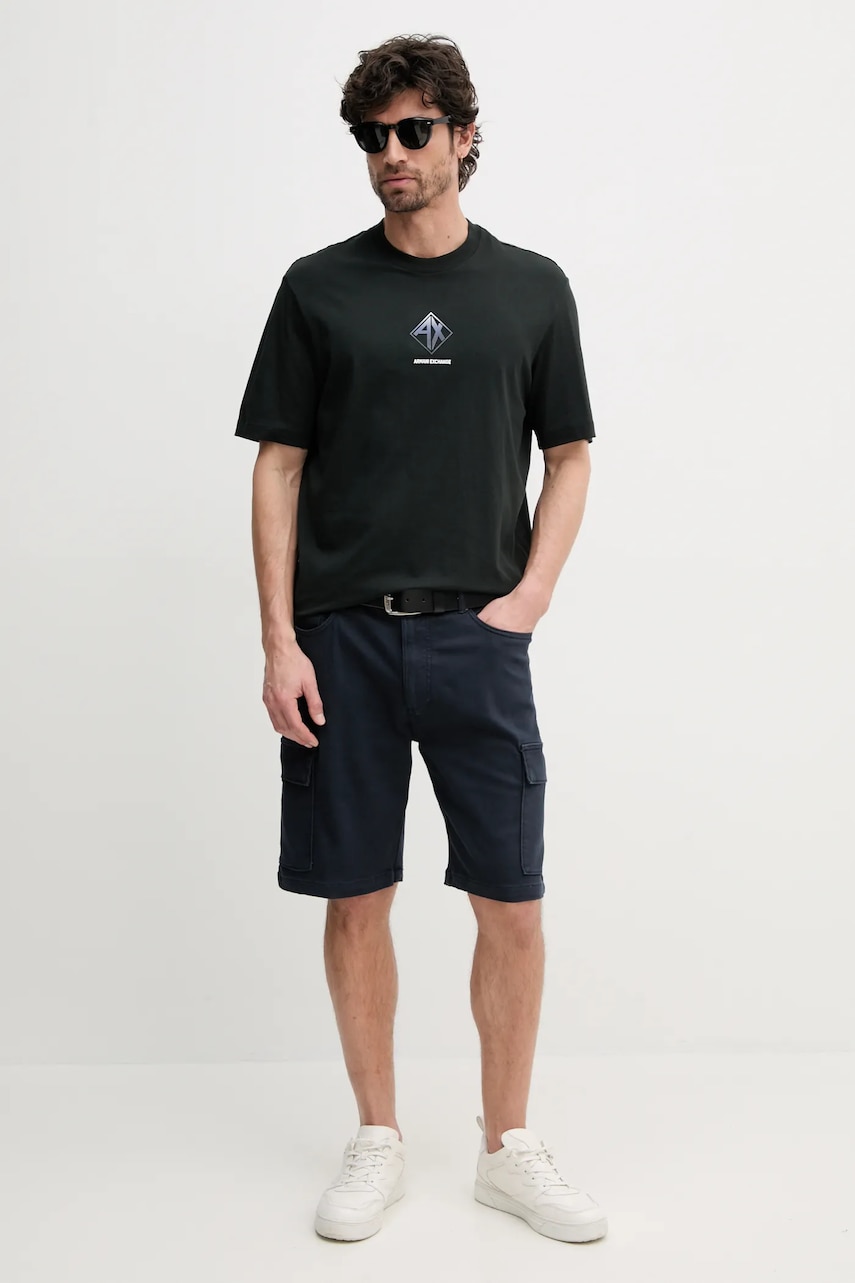Хлопковая футболка Armani Exchange мужская цвет зелёный с принтом XM000276 AF12308 Хлопковая футболка Armani Exchange мужская цвет зелёный с принтом XM000276 AF12308