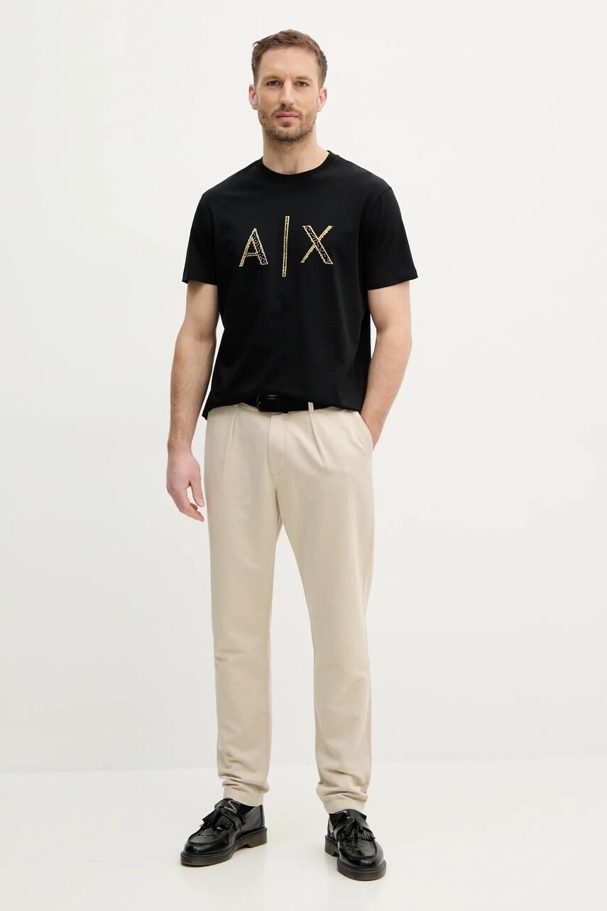 Хлопковая футболка Armani Exchange мужская цвет чёрный с принтом XM000325 AF10364 Хлопковая футболка Armani Exchange мужская цвет чёрный с принтом XM000325 AF10364