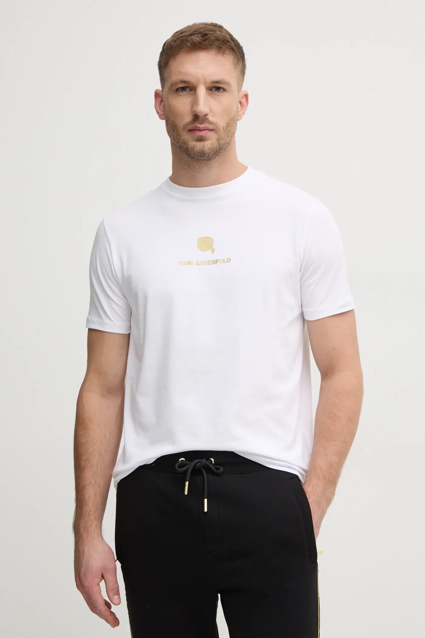 Karl Lagerfeld tricou barbati, culoarea alb, cu imprimeu, 755461.551235