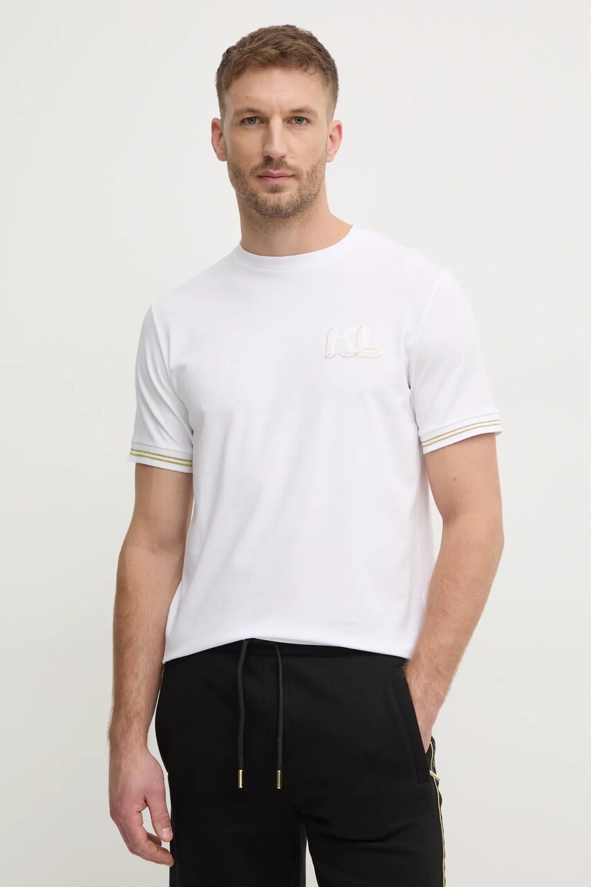 Karl Lagerfeld tricou barbati, culoarea alb, cu imprimeu, 755463.551235
